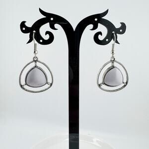 Vintage Southwestern Triangle Earrings with Gray Stone Dangles Contemporary